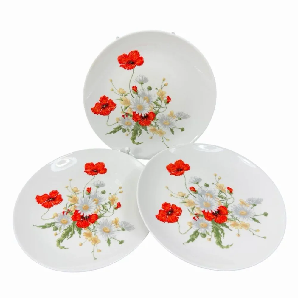 JL Menau Henneberg German Democratic Republic Dish Plate 7inch‎ Plates Set 3 VTG